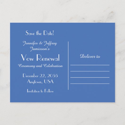 Save the Date Vow-Verleihung Ankündigungspostkarte (Rückseite)