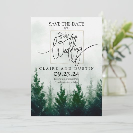 Save the Date Waldbergeinladung Einladung (Stehend Vorderseite)