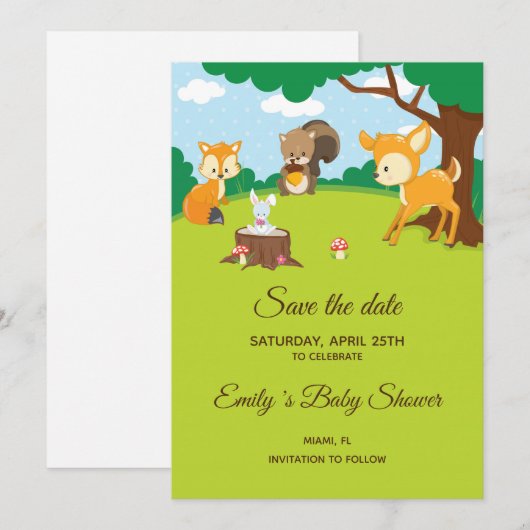 Save the Date Waldtiere Waldland (Vorne/Hinten)