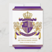 Save the Date Wappen Lila LöwenEmblem Einladung (Vorderseite)