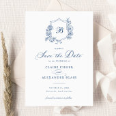 Save the Date Wappen Monogram für florale Elegant- Einladung