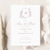 Save the Date Wappen Monogram für florale Elegant- Einladung
