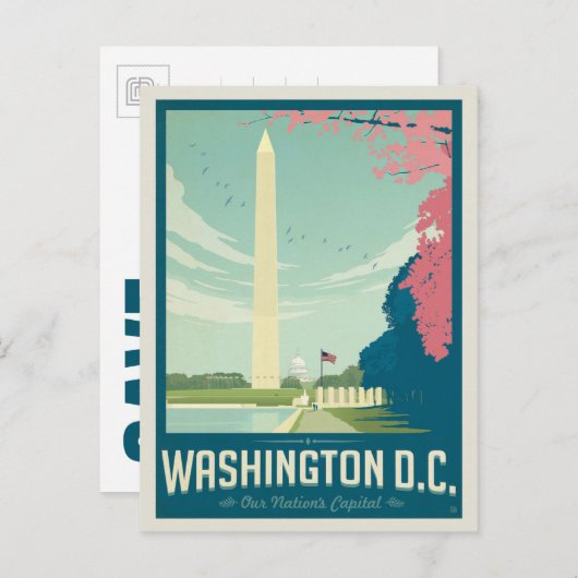 Save The Date | Washington, D.C. 2 Ankündigungspostkarte (Vorne/Hinten)