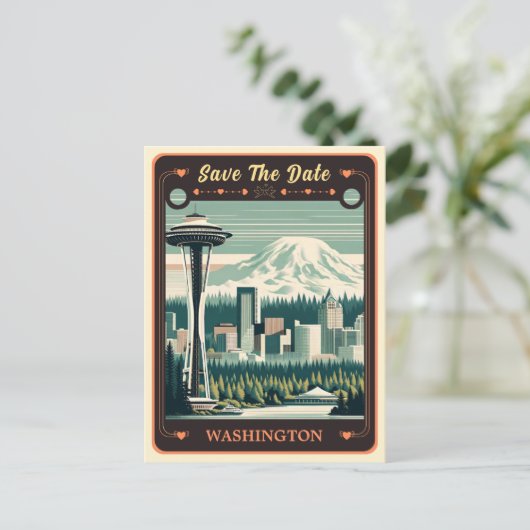 Save The Date | Washington Einladung Postcard Postkarte (Stehend Vorderseite)