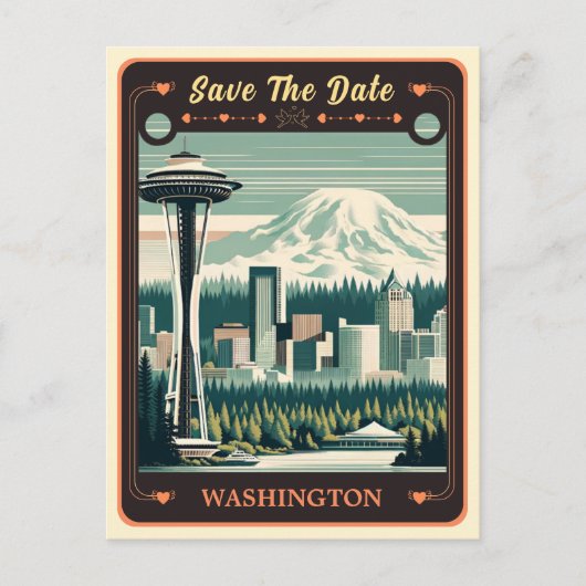 Save The Date | Washington Einladung Postcard Postkarte (Vorderseite)