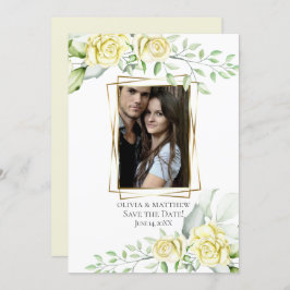 Save The Date | Wasserfarbe Elfenbeingelbe Rose Einladung