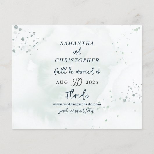 Save the Date Wasserfarbe Eukalyptus (Rückseite)