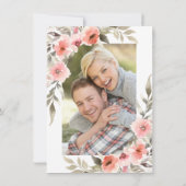 Save the Date Wasserfarbe Rose mit Foto Einladung (Rückseite)