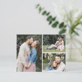 Save the Date Wasserfarbenblumenhochzeit 3-Foto Postkarte (Stehend Vorderseite)