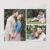 Save the Date Wasserfarbenblumenhochzeit 3-Foto Postkarte (Vorderseite)