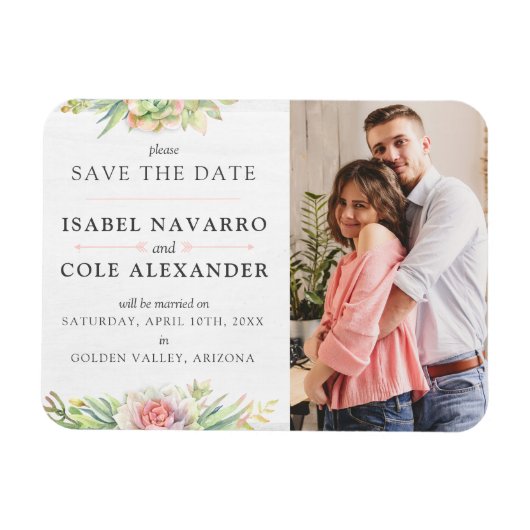 Save the Date Wasserfarbencreme Magnet (Horizontal)