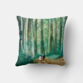 Save the Date Wasserfarbenwaldlandschaft Kissen (Rückseite)