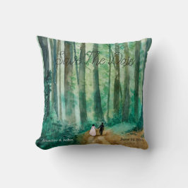 Save the Date Wasserfarbenwaldlandschaft Kissen