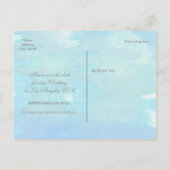 SAVE THE DATE Watercolor Blue Beach Postcard Ankündigungspostkarte (Rückseite)