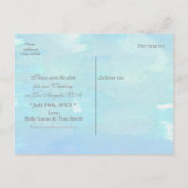 SAVE THE DATE Watercolor Blue Foto Postcard Ankündigungspostkarte (Rückseite)