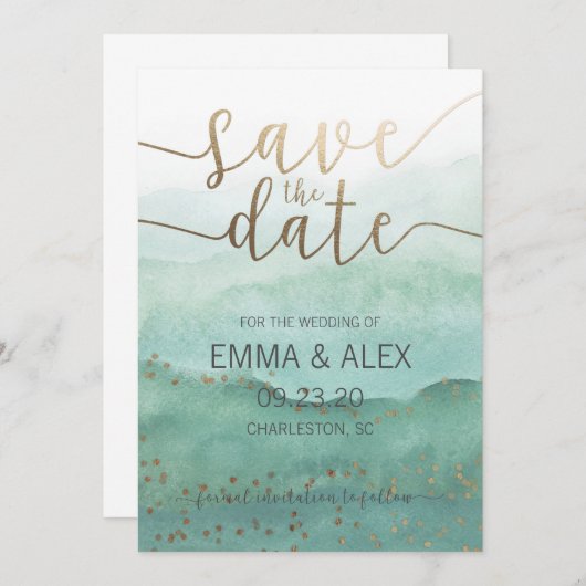 Save the Date Watercolor-Einladung Einladung (Vorne/Hinten)