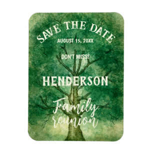 Save the Date Watercolor Oak Tree Family Wiederseh Magnet