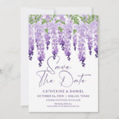 Save the Date Watercolor Wisteria Lilac Wedding (Vorderseite)
