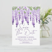 Save the Date Watercolor Wisteria Lilac Wedding (Stehend Vorderseite)