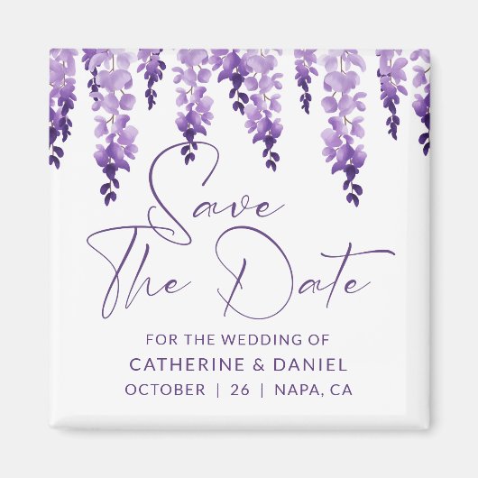Save the Date Watercolor Wisteria Lilac Wedding Magnet (Vorne)