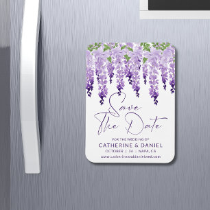 Save the Date Watercolor Wisteria Lilac Wedding Magnet