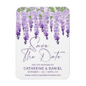 Save the Date Watercolor Wisteria Lilac Wedding Magnet (Vertikal)