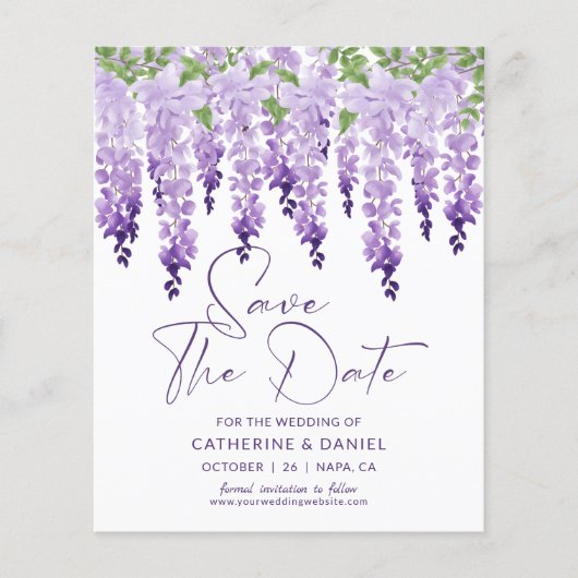 Save the Date Watercolor Wisteria Wedding (Vorderseite)