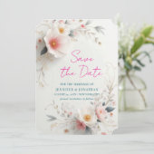 Save The Date Watercolour Aquarell Flowers Script (Stehend Vorderseite)