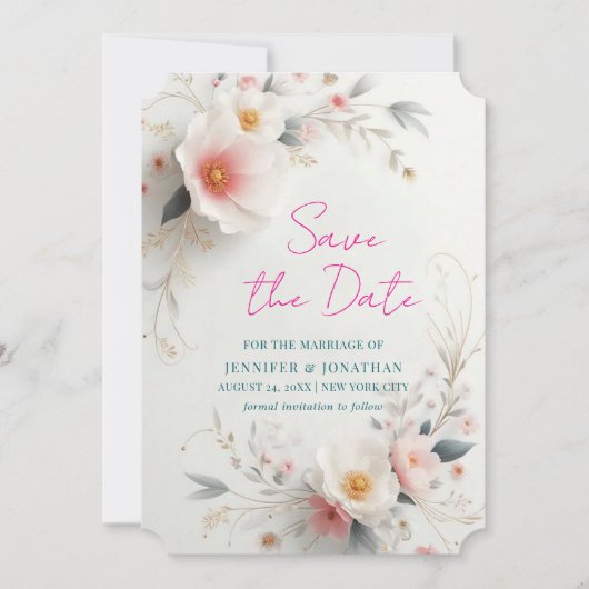 Save The Date Watercolour Aquarell Flowers Script (Vorderseite)
