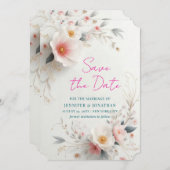 Save The Date Watercolour Aquarell Flowers Script (Vorne/Hinten)