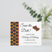 Save the Date Wedding African Kente K30 Postkarte (Stehend Vorderseite)