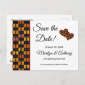 Save the Date Wedding African Kente K30 Postkarte (Vorne/Hinten)