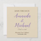 Save the Date Wedding Beige Klassik Minimalistisch (Vorderseite)