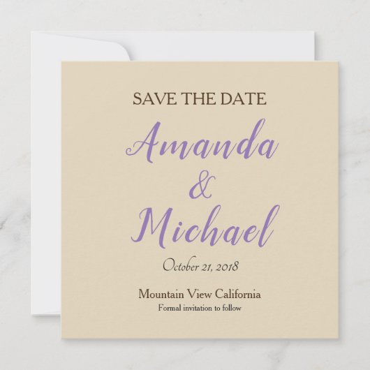 Save the Date Wedding Beige Klassik Minimalistisch (Vorderseite)