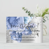 Save the Date Wedding Bride Blue Silver Gray (Stehend Vorderseite)