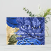 Save the Date Wedding Bride Floral Gold Blue (Stehend Vorderseite)