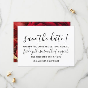 Save the Date Wedding Bride Monogram-Rote Rosen