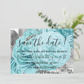 Save the Date Wedding Bride Rose Aqua (Stehend Vorderseite)
