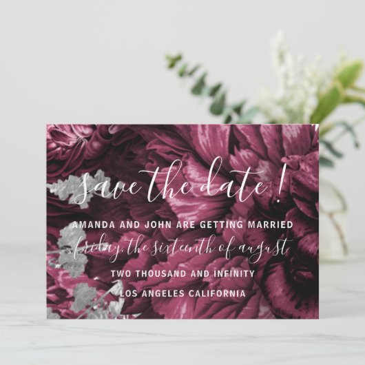 Save the Date Wedding Bride Rose Burgundy (Stehend Vorderseite)