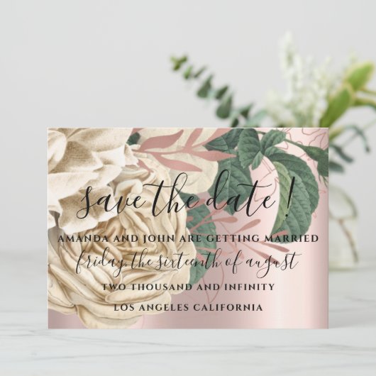 Save the Date Wedding Bride Rose Creamy MintGreen (Stehend Vorderseite)