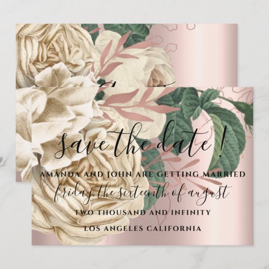 Save the Date Wedding Bride Rose Creamy MintGreen (Vorne/Hinten)
