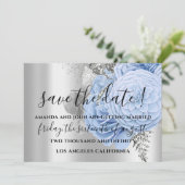 Save the Date Wedding Bride Rose Silver Blue (Stehend Vorderseite)