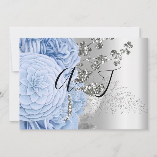 Save the Date Wedding Bride Rose Silver Blue (Rückseite)
