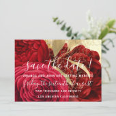 Save the Date Wedding Bride Wreath Gold Red Wine (Stehend Vorderseite)