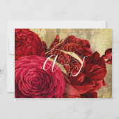 Save the Date Wedding Bride Wreath Gold Rote Rosen (Rückseite)