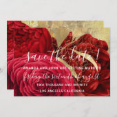 Save the Date Wedding Bride Wreath Gold Rote Rosen (Vorne/Hinten)