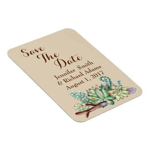 Save the Date Wedding Cactus succulents Magnet (Rechte Seite)
