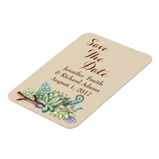 Save the Date Wedding Cactus succulents Magnet (Linke Seite)