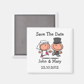 Save the Date Wedding Couple Cartoon Magnet (Vorderseite/Rückseite)