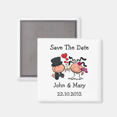 Save the Date Wedding Couple Cartoon Magnet (Vorderseite/Rückseite)